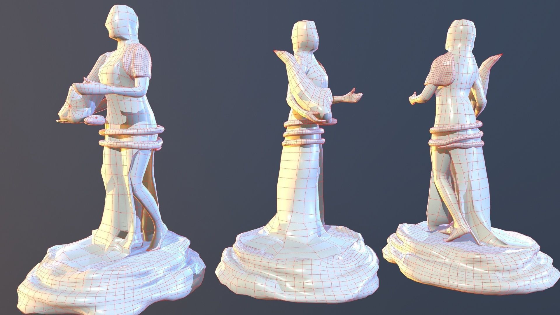 FortunaStatue three bronze statues 3D model_12