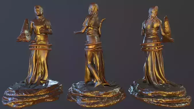 FortunaStatue three bronze statues 3D model