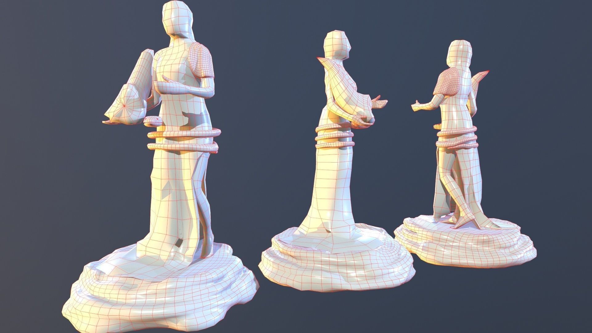 FortunaStatue three bronze statues 3D model_11