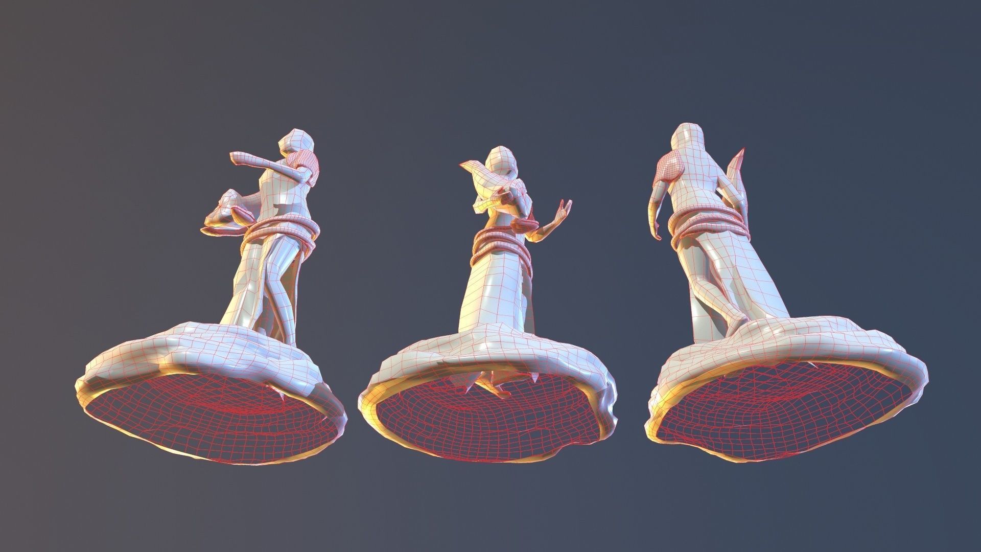 FortunaStatue three bronze statues 3D model_14