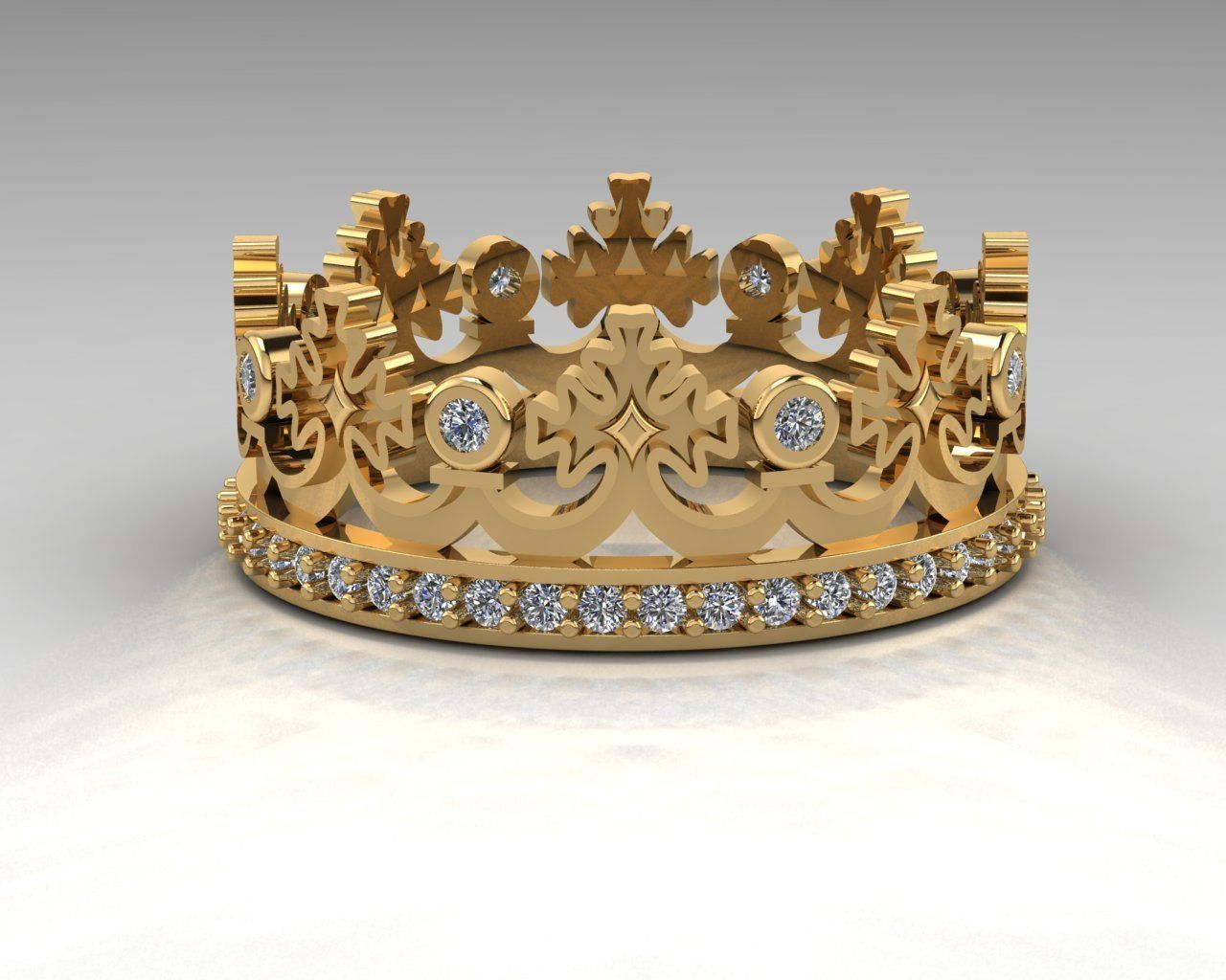 Crown Cross Ring 3D print model_8