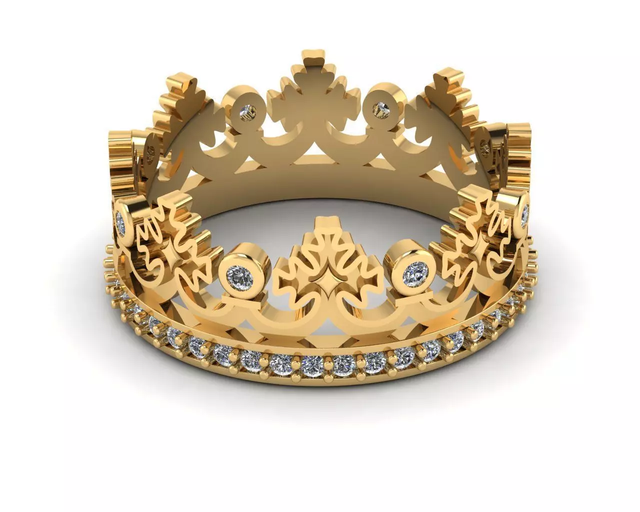Crown Cross Ring 3D print model_0