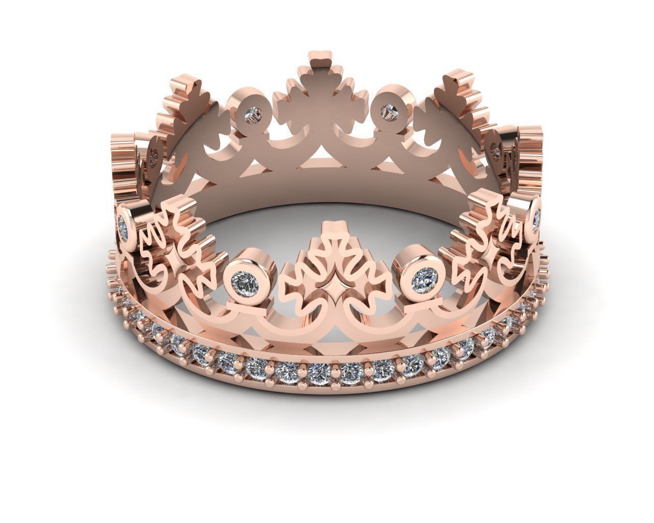 Crown Cross Ring 3D print model_1