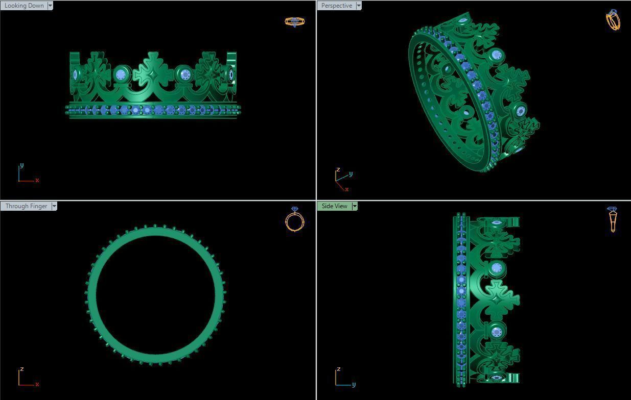 Crown Cross Ring 3D print model_3