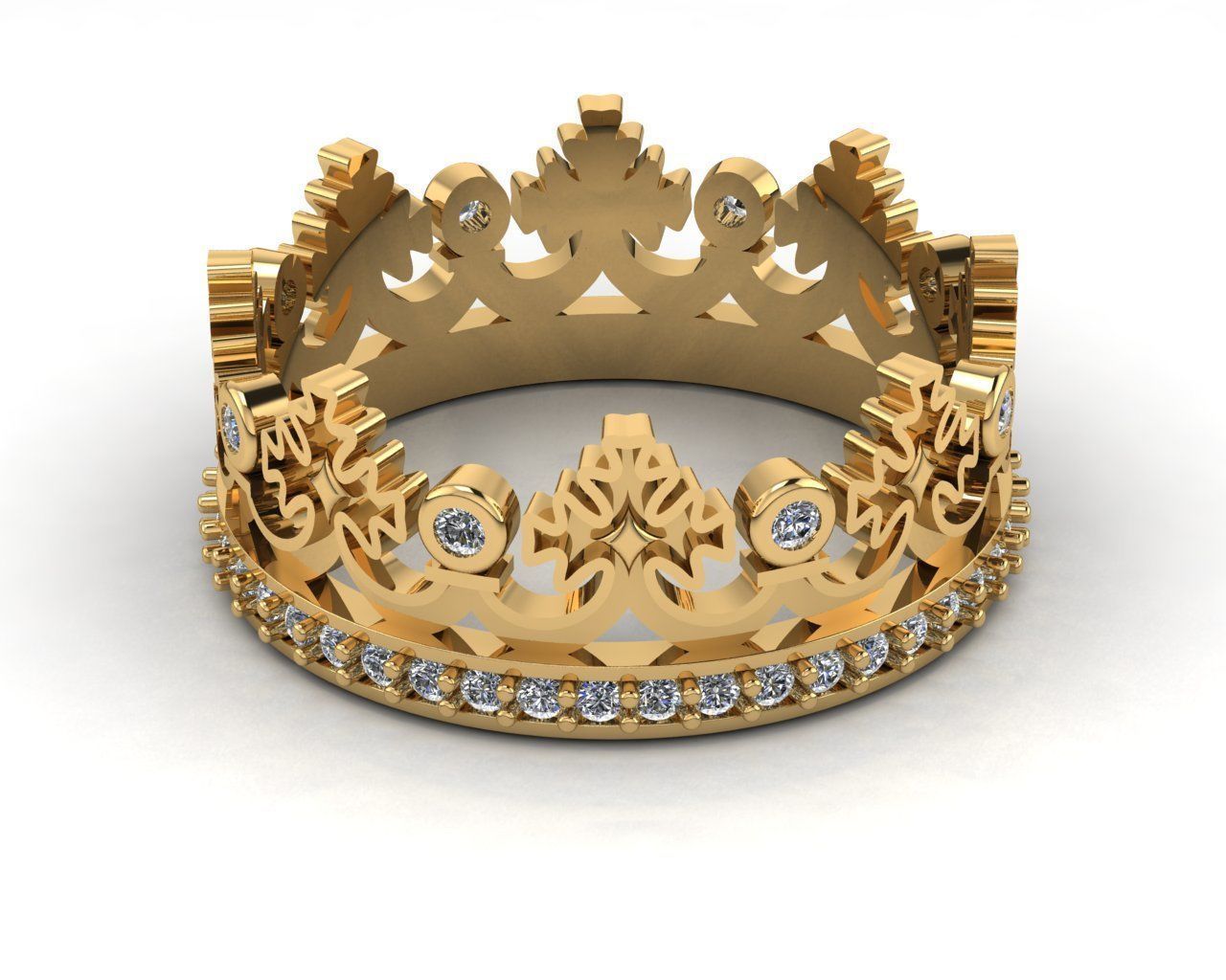 Crown Cross Ring 3D print model_9