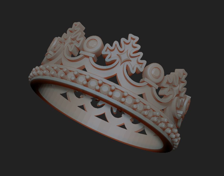Crown Cross Ring 3D print model_4
