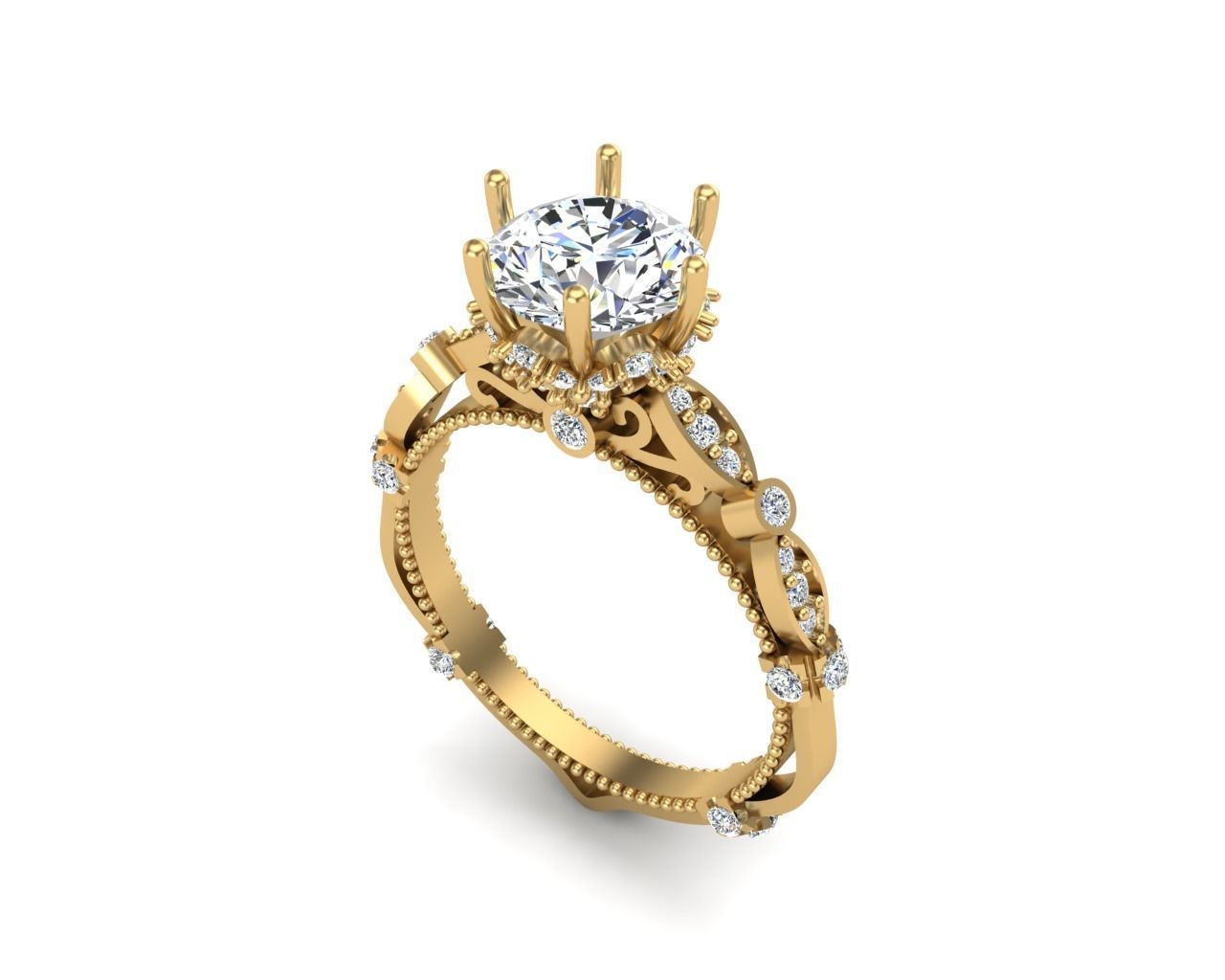 Solitaire ring 3D print model_9