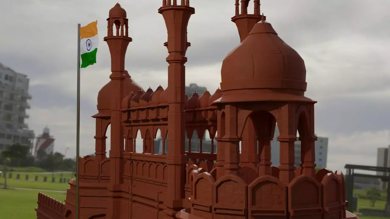 Redfort  Delhi India  republic day independence day 3D model_0