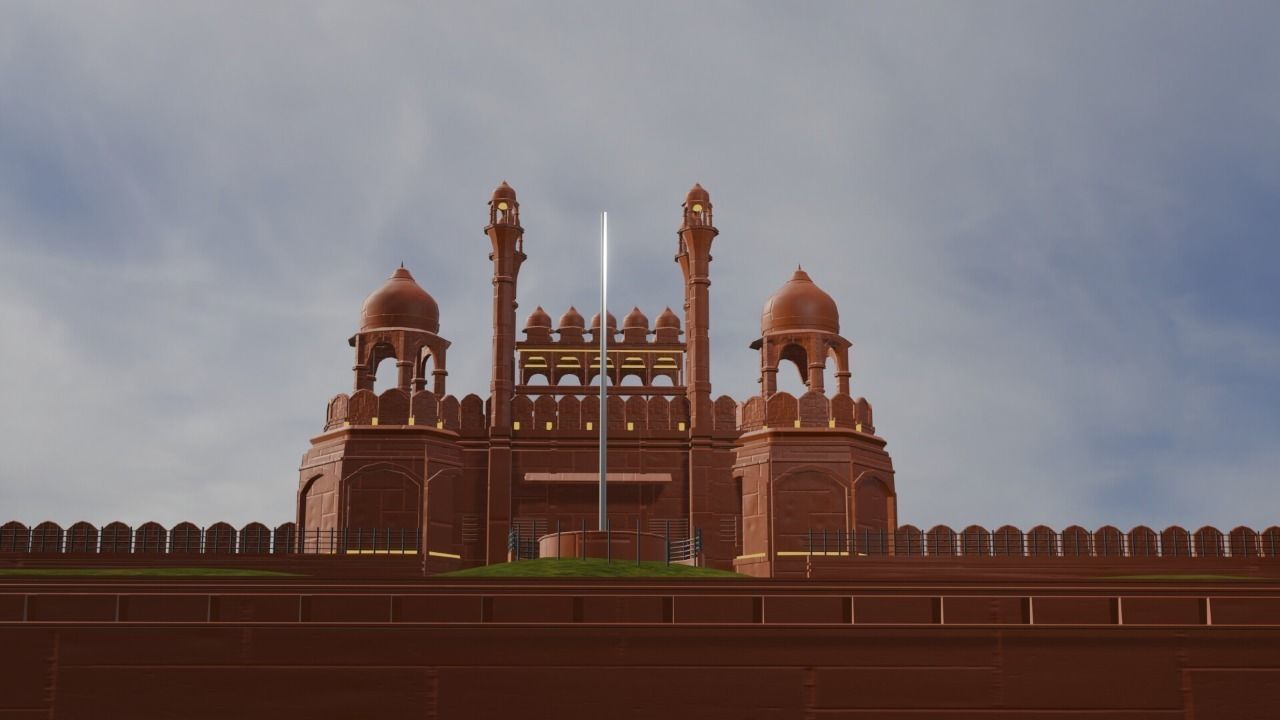 Redfort  Delhi India  republic day independence day 3D model_3