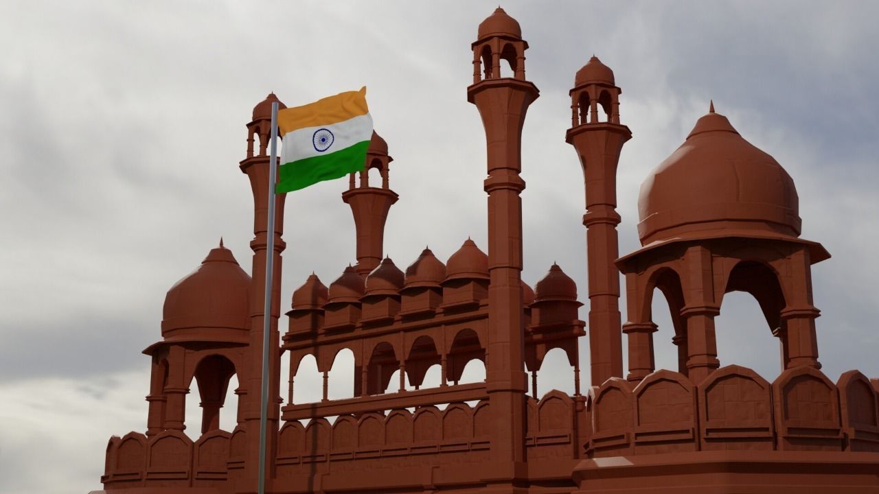 Redfort  Delhi India  republic day independence day 3D model_1