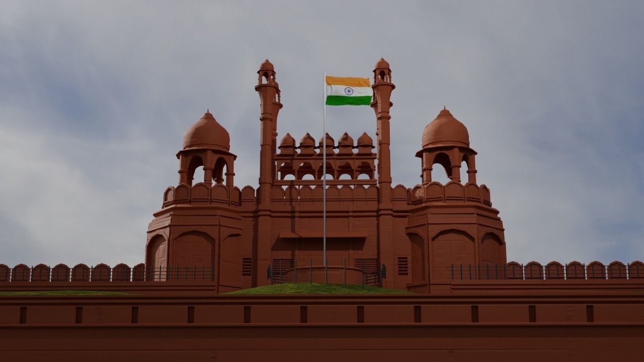 Redfort  Delhi India  republic day independence day 3D model_4