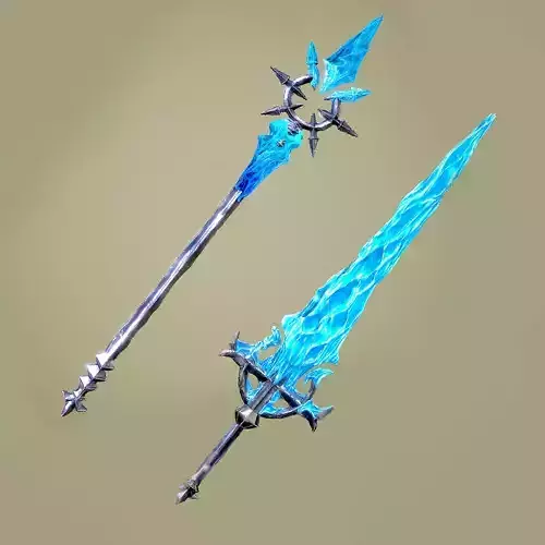Ice Sword and Ice Spear 3D Model Collection