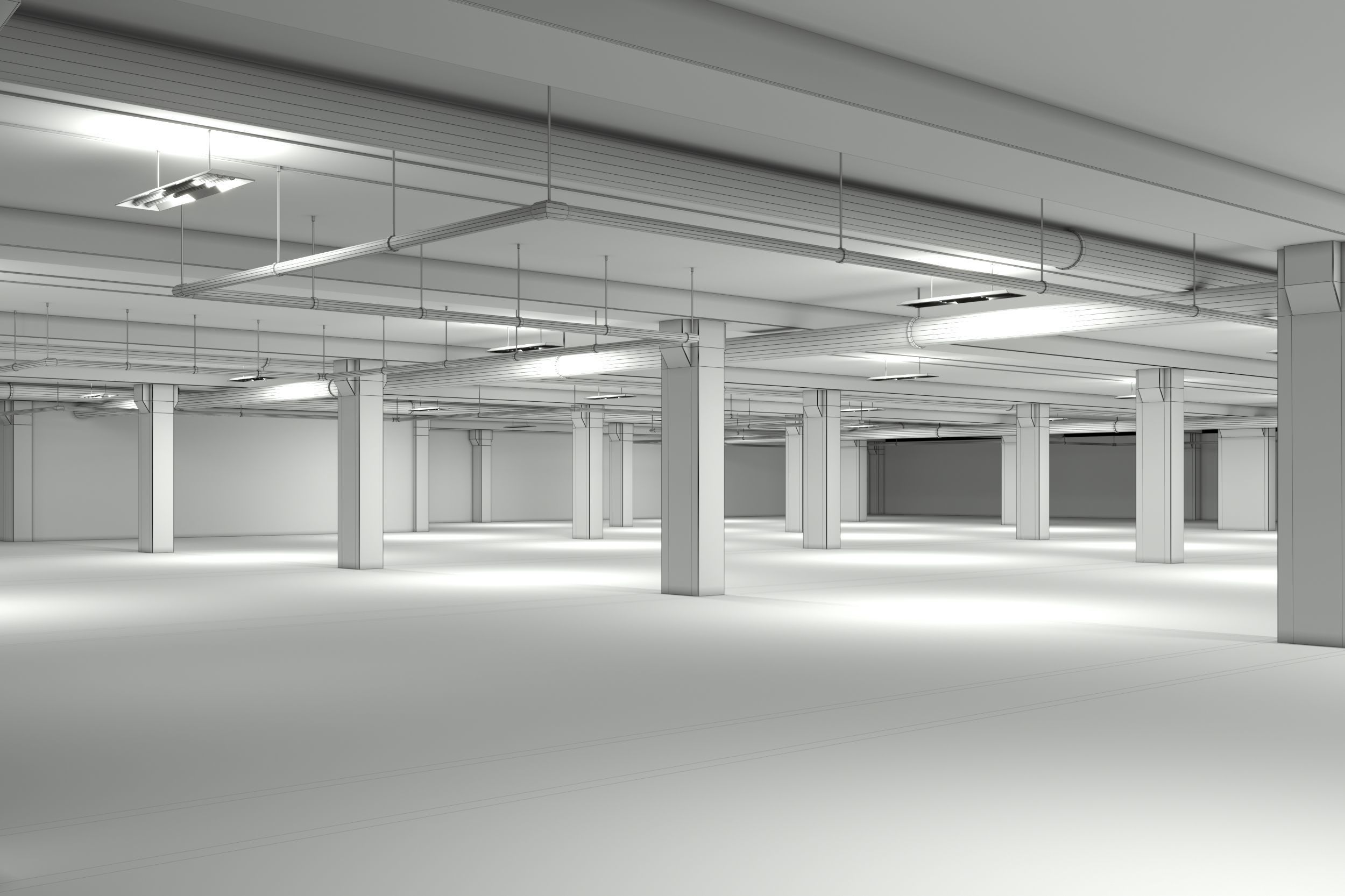 basement low poly underground parking Low-poly 3D model_6