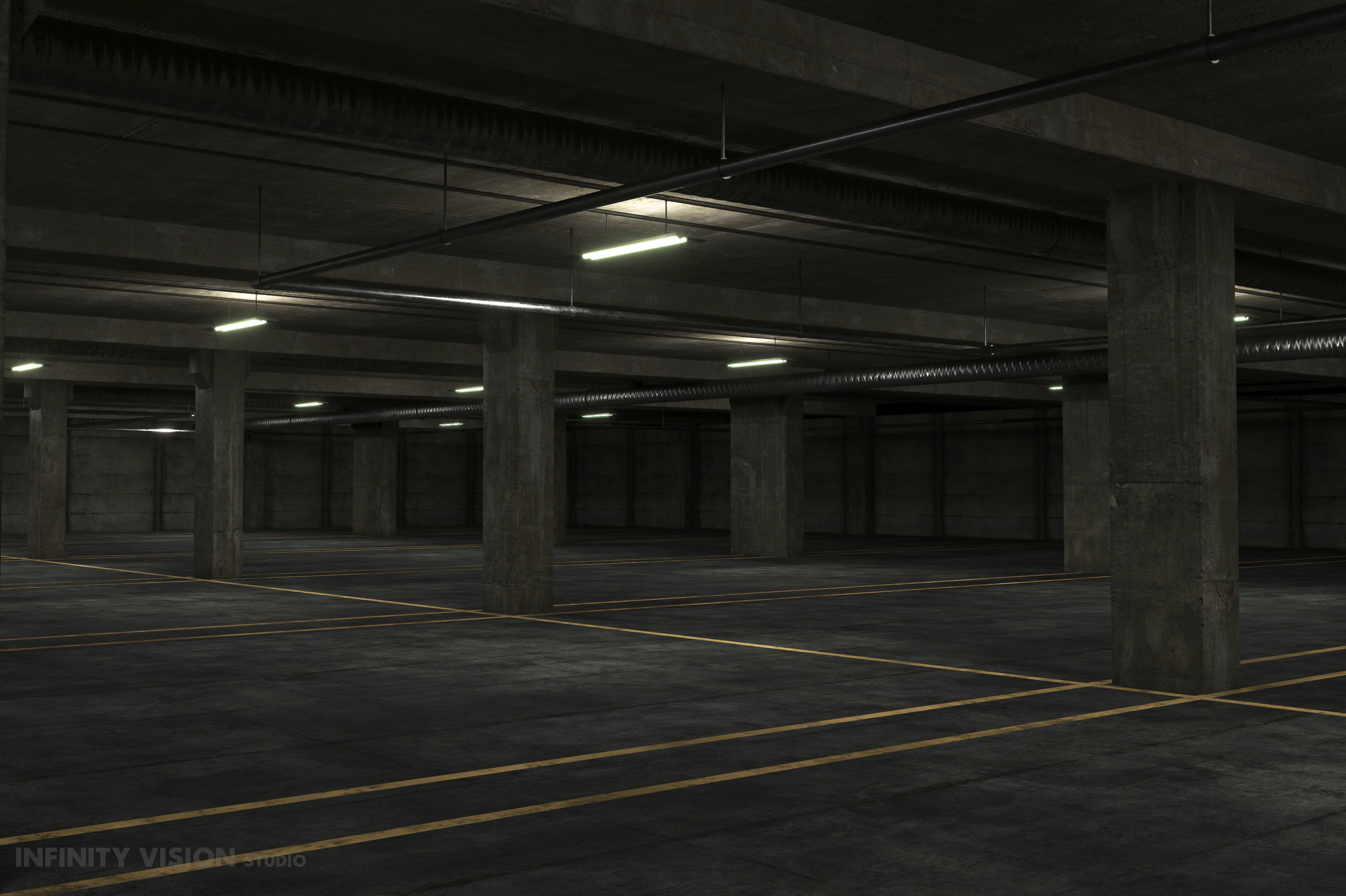 basement low poly underground parking Low-poly 3D model_3