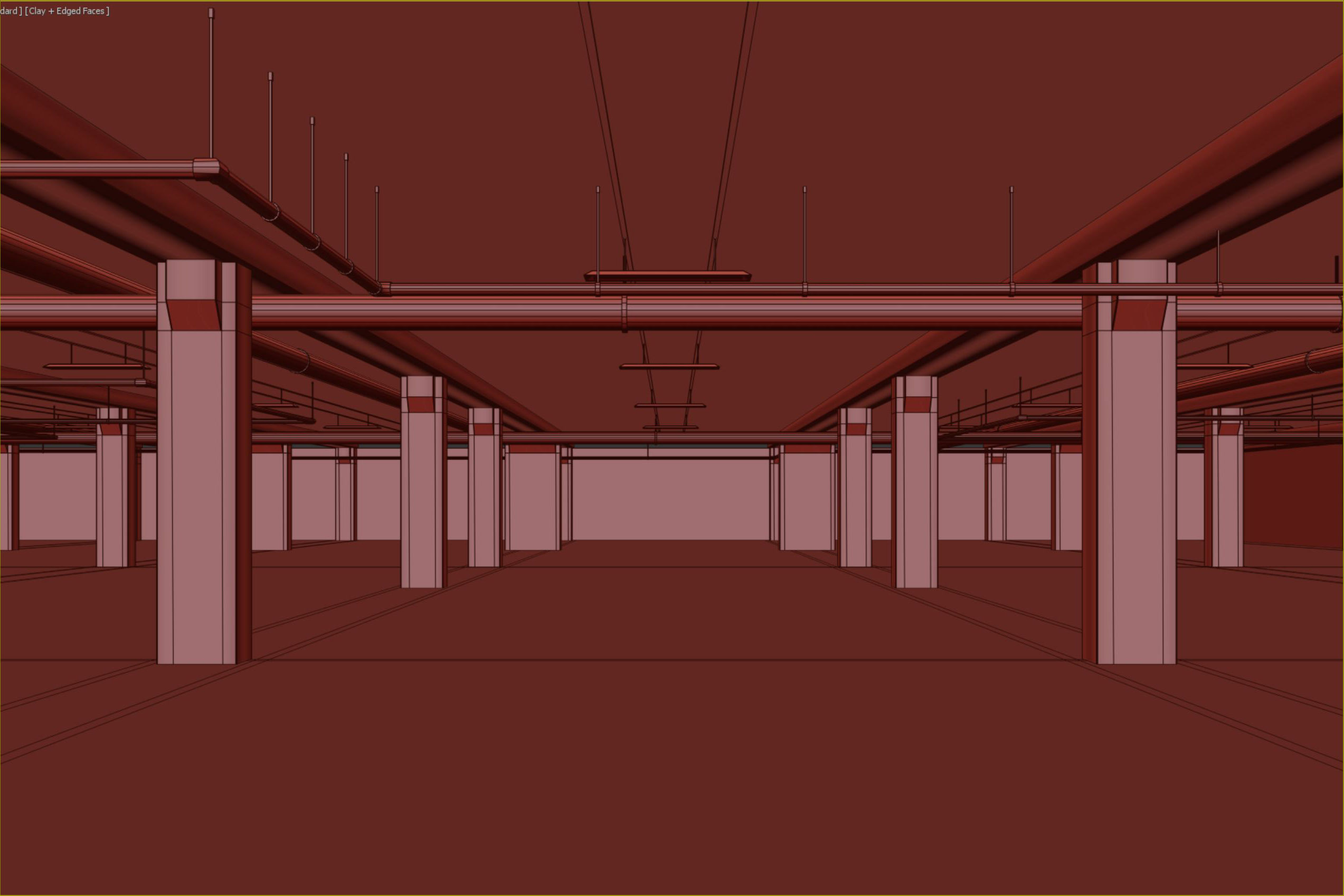 basement low poly underground parking Low-poly 3D model_9