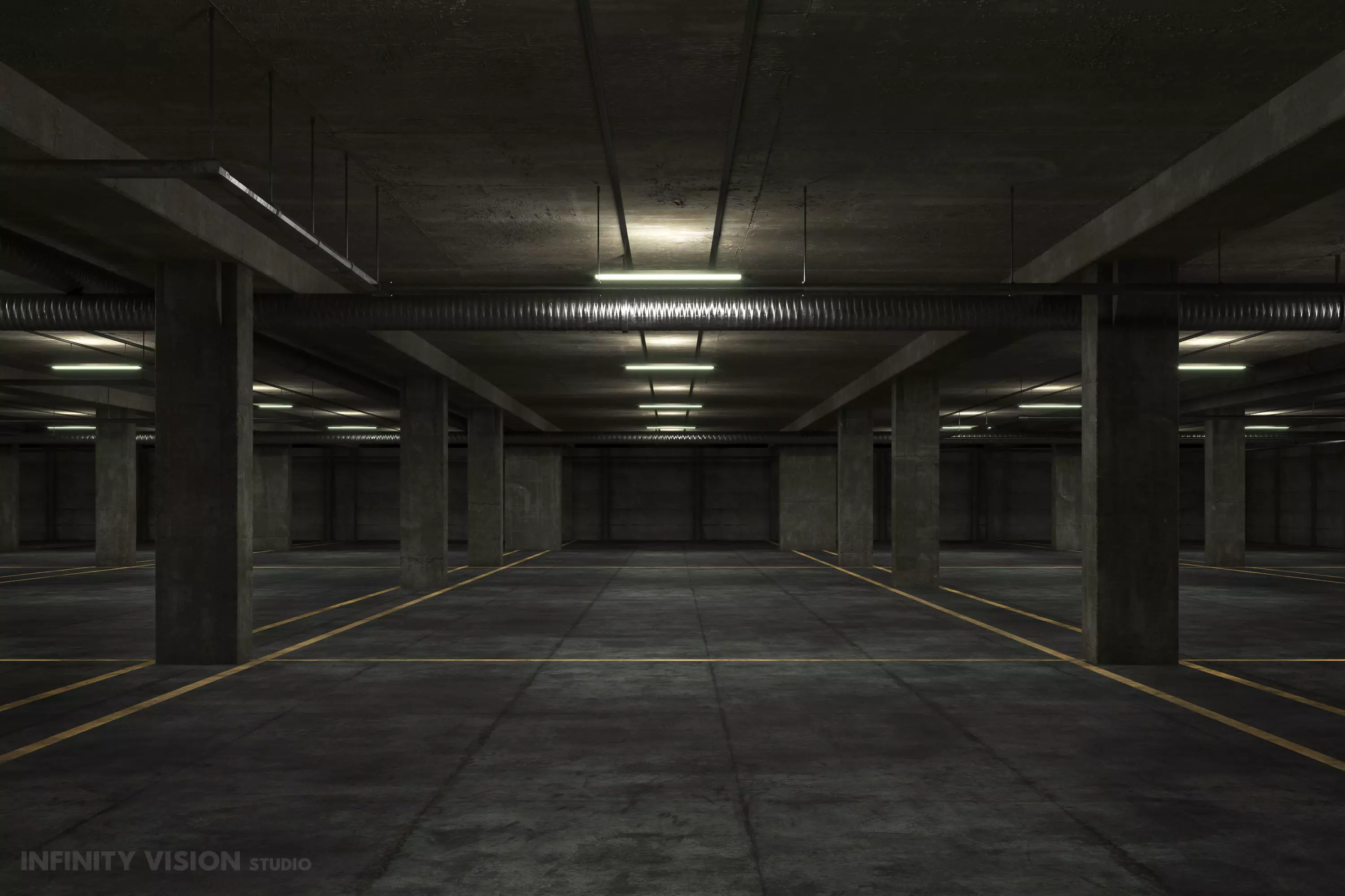 basement low poly underground parking Low-poly 3D model_0