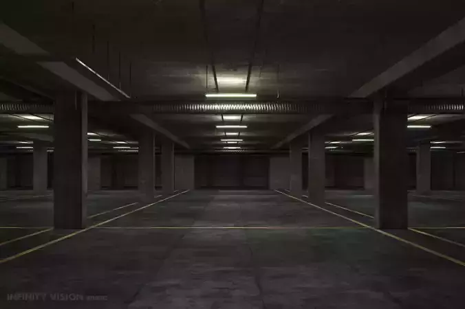 basement low poly underground parking Low-poly 3D model