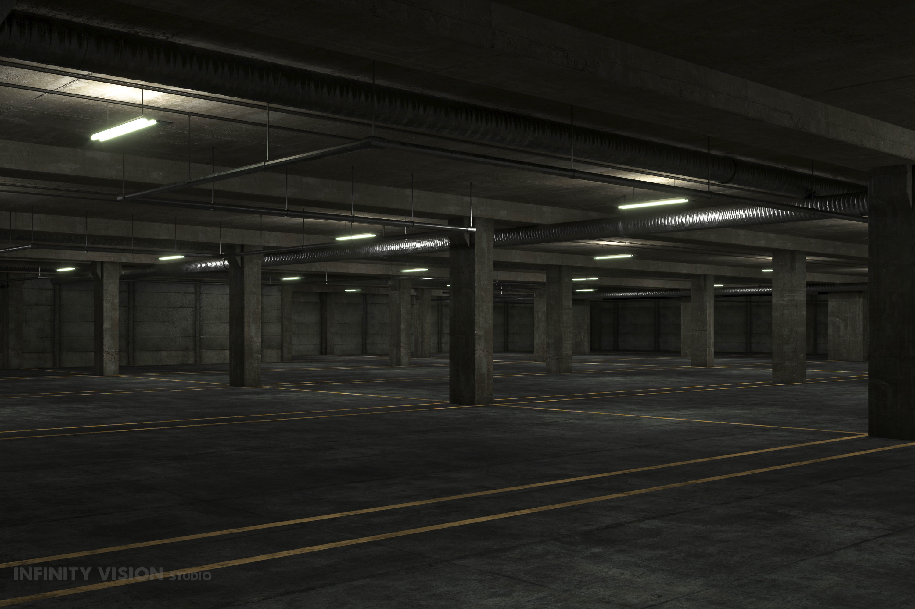 basement low poly underground parking Low-poly 3D model_2