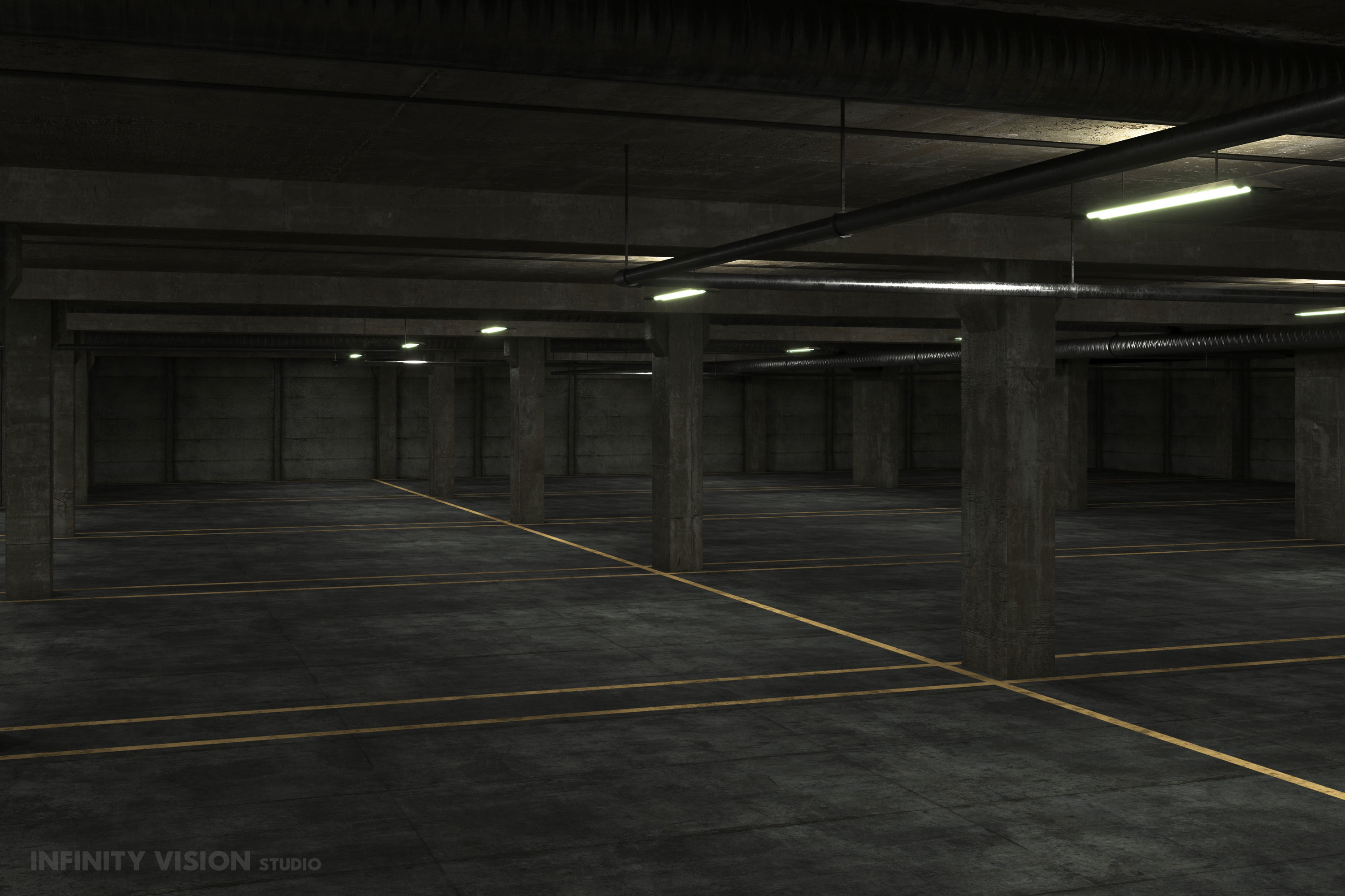basement low poly underground parking Low-poly 3D model_4