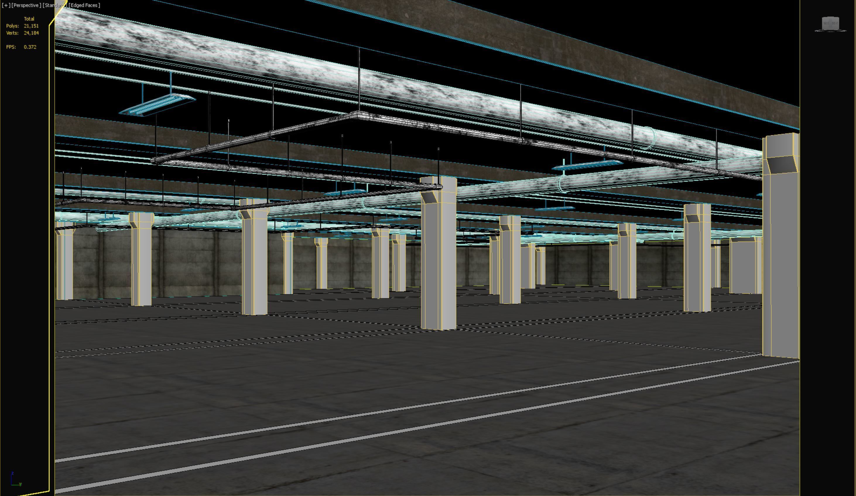 basement low poly underground parking Low-poly 3D model_10