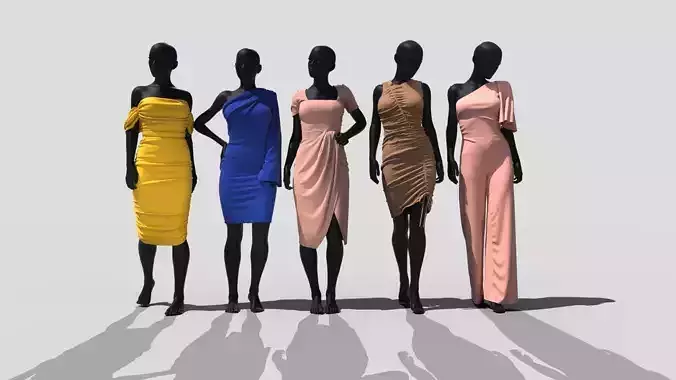 Realistic Womens Dresses 3D model