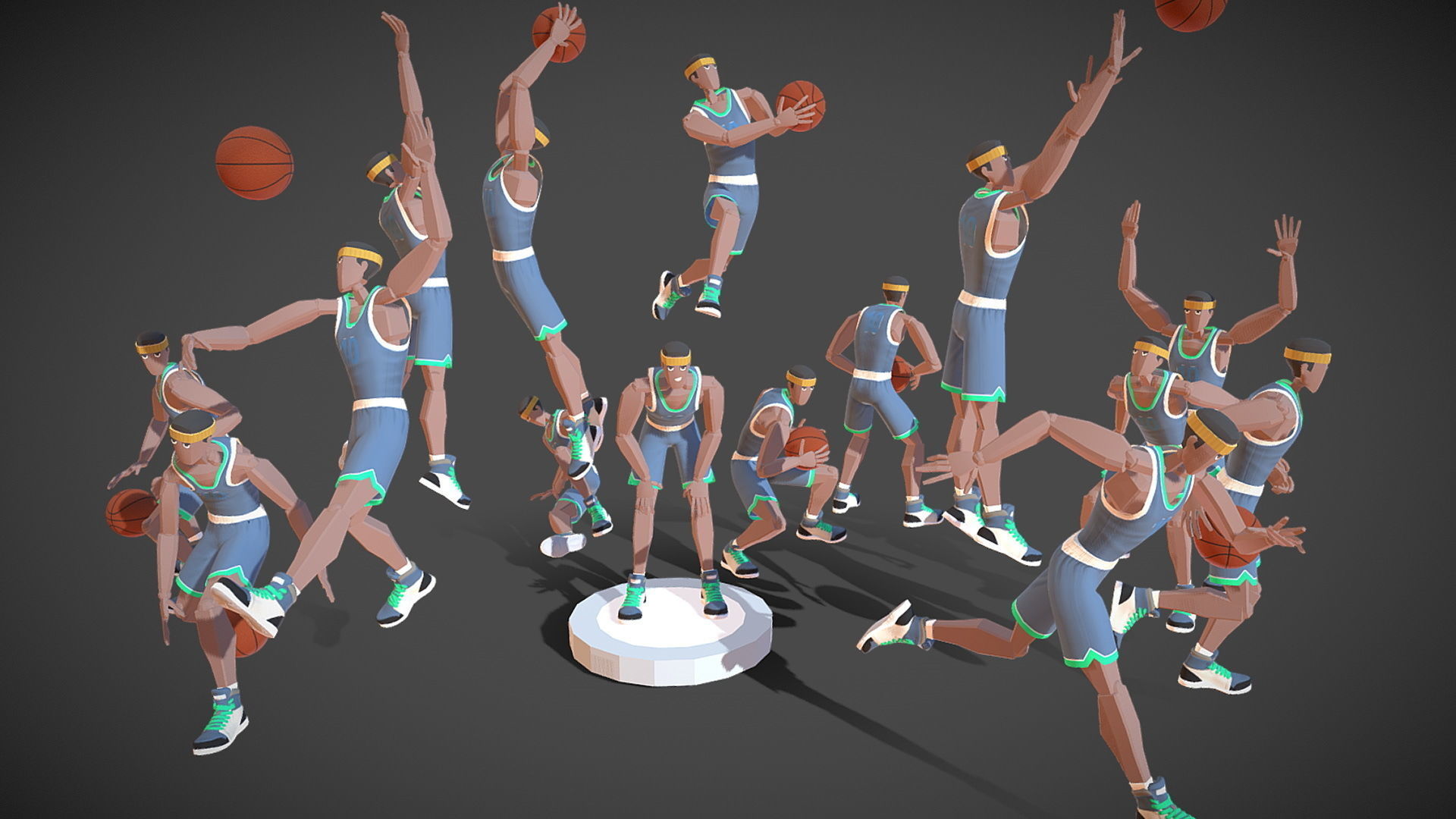 Basketball8 FULL BASKETBALL ANIMATION PACK Low-poly 3D model_11