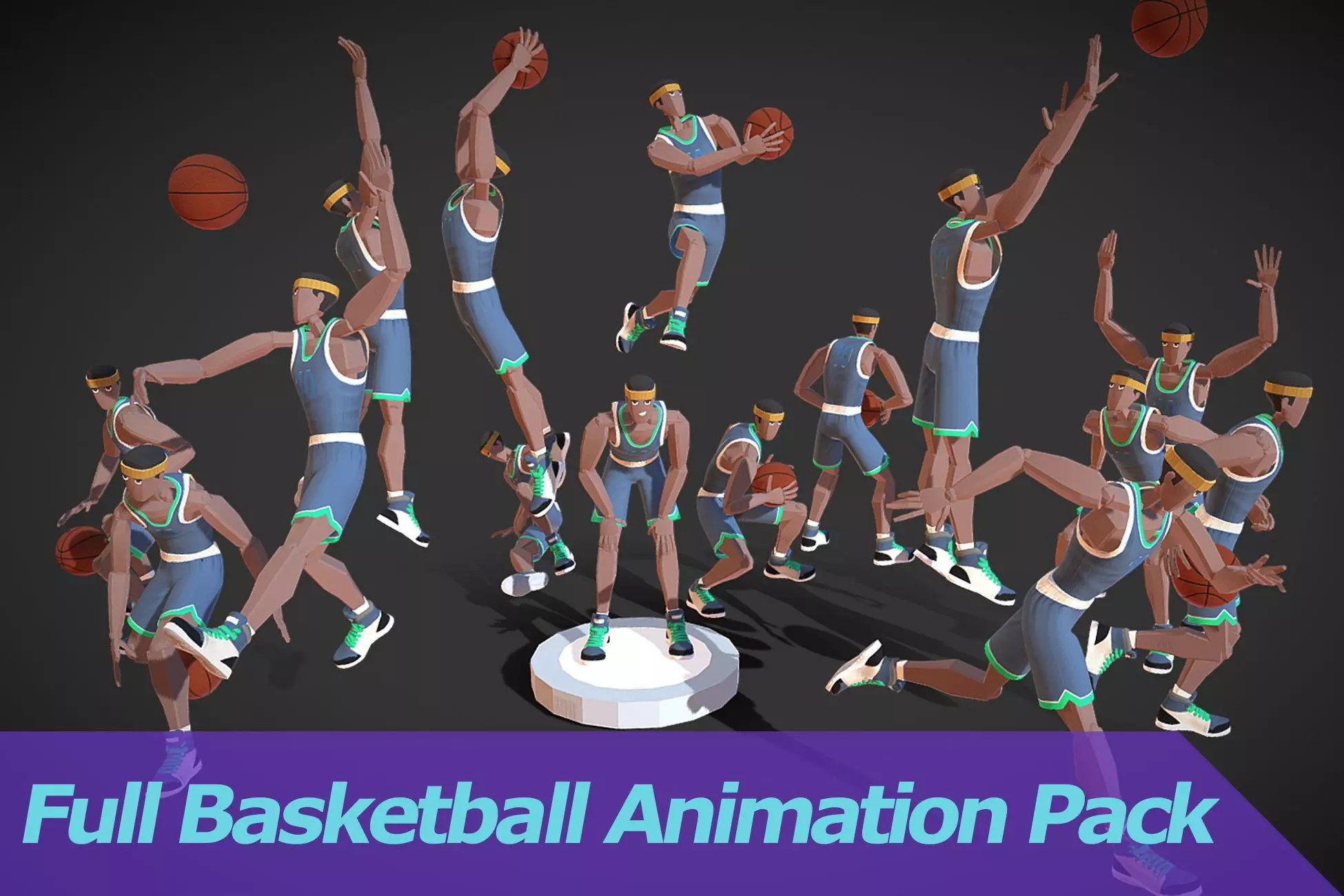 Basketball8 FULL BASKETBALL ANIMATION PACK Low-poly 3D model_0