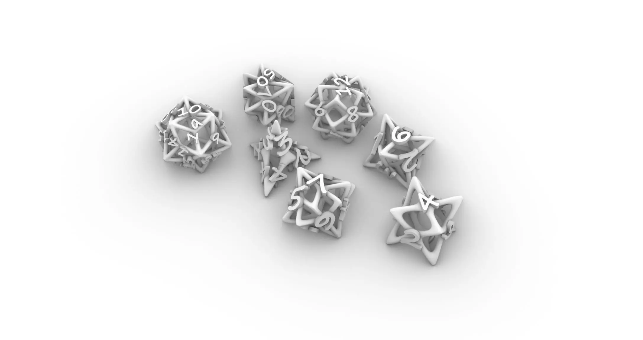 Skeletal Dice Set 3D print model_0