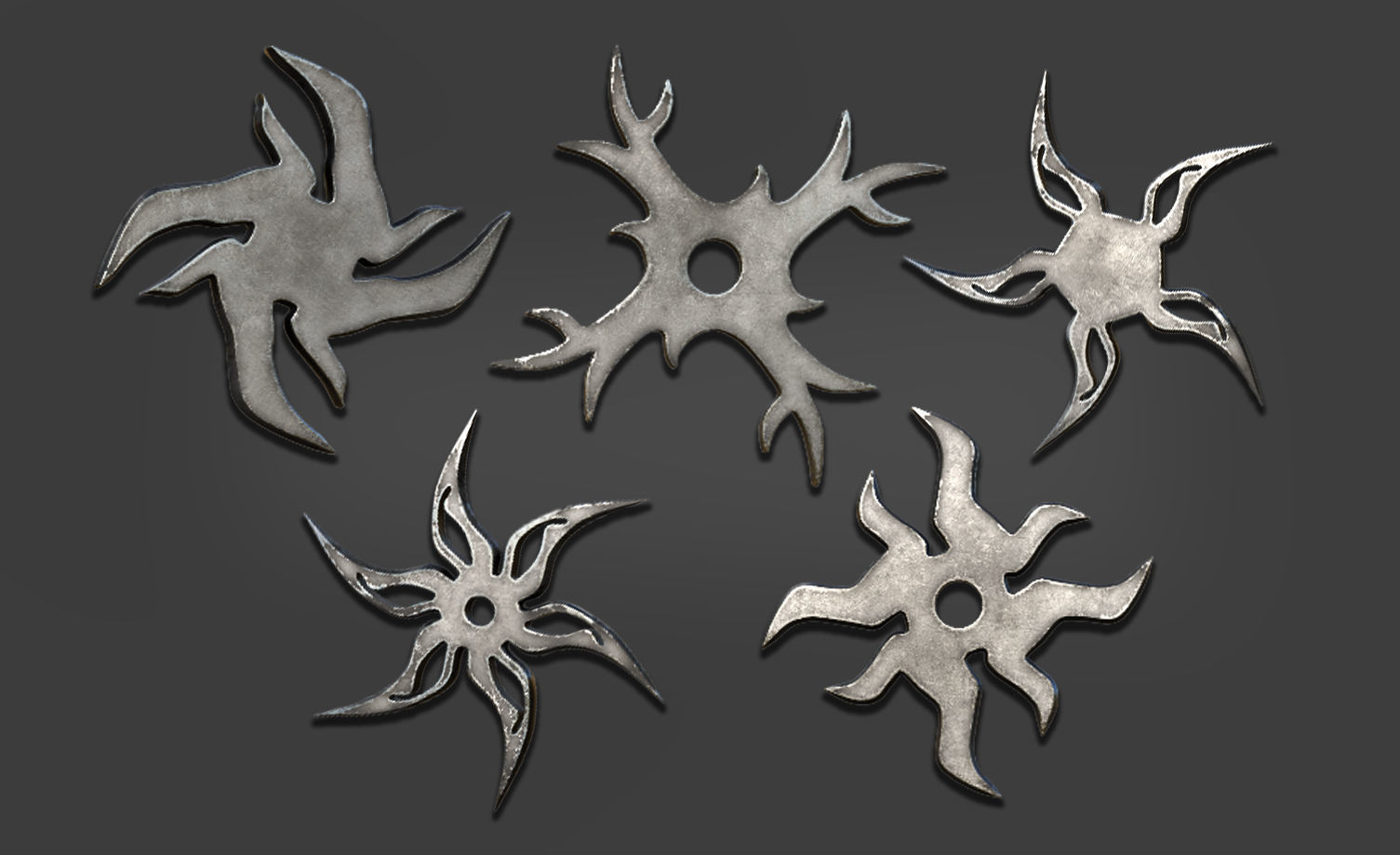 25 Shuriken Model Low and High poly with UV and IMM Brush V 1 Low-poly 3D model_5