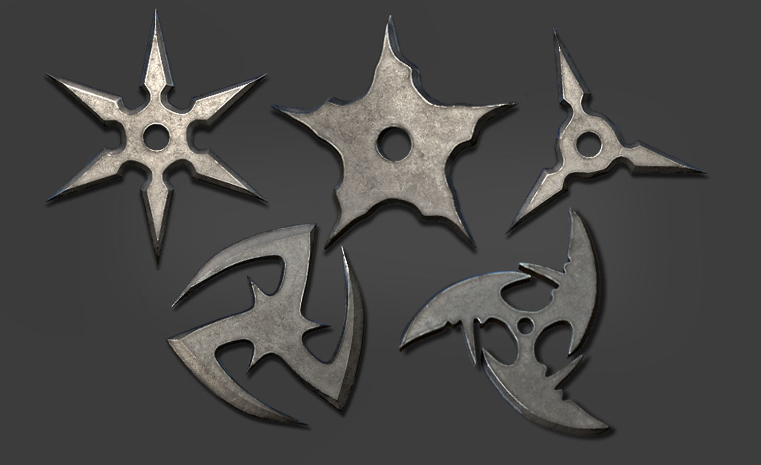 25 Shuriken Model Low and High poly with UV and IMM Brush V 1 Low-poly 3D model_2