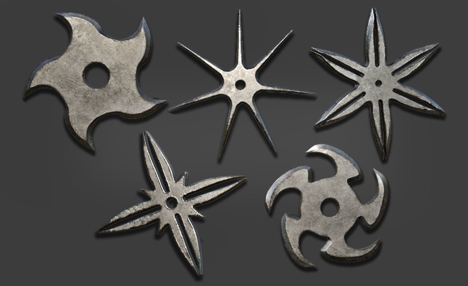 25 Shuriken Model Low and High poly with UV and IMM Brush V 1 Low-poly 3D model_3