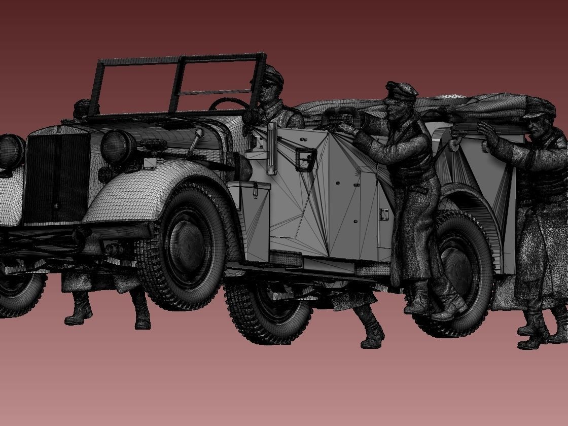 horch 901and general Rommel 3D print model_14
