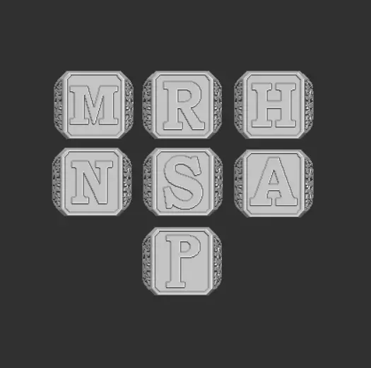 letter ring 3D print model_0