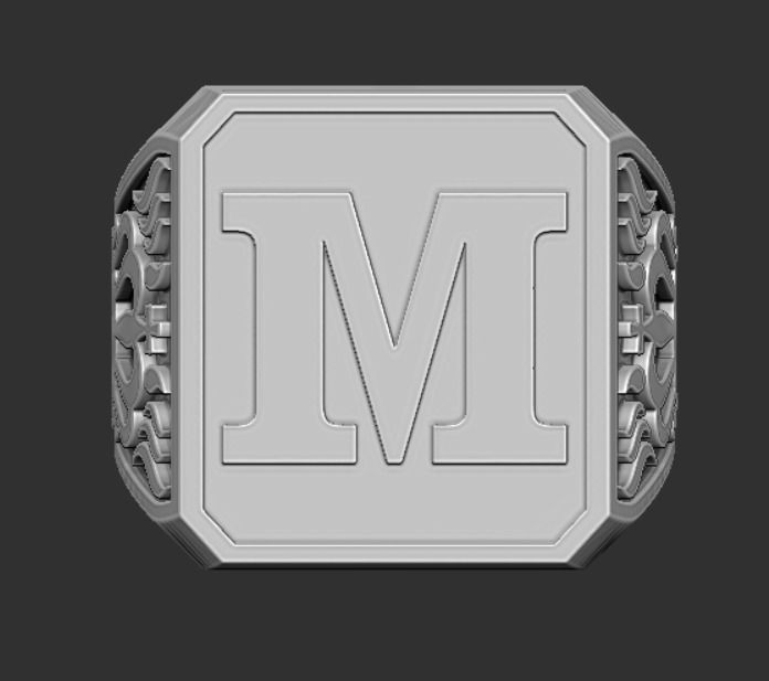 letter ring 3D print model_3