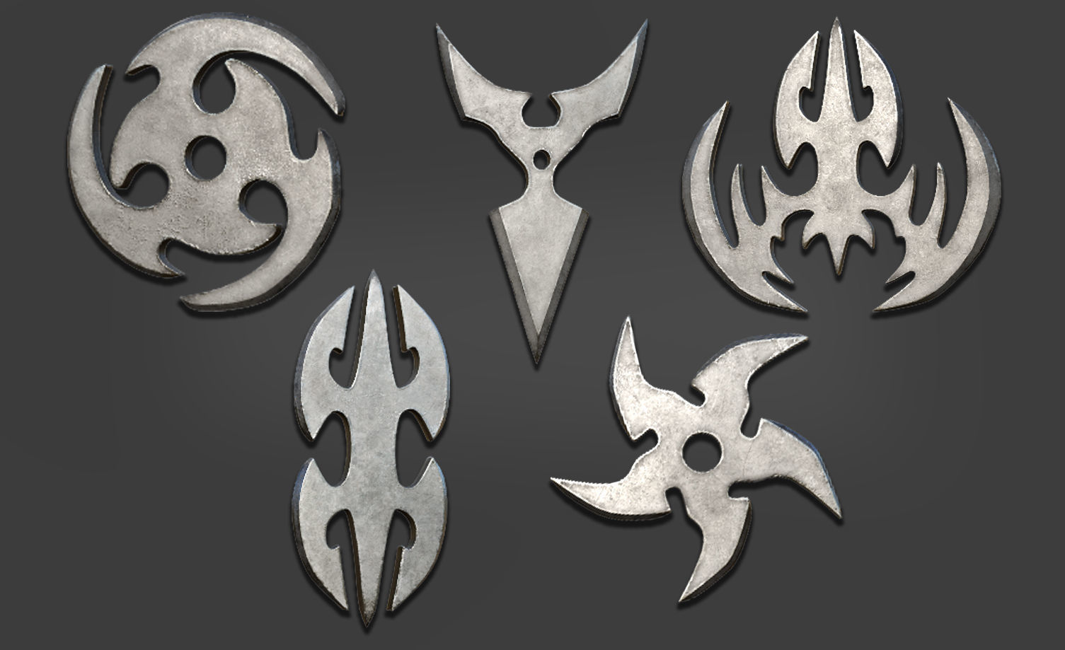 25 Shuriken Model Low and High poly with UV and IMM Brush V 2 Low-poly 3D model_1
