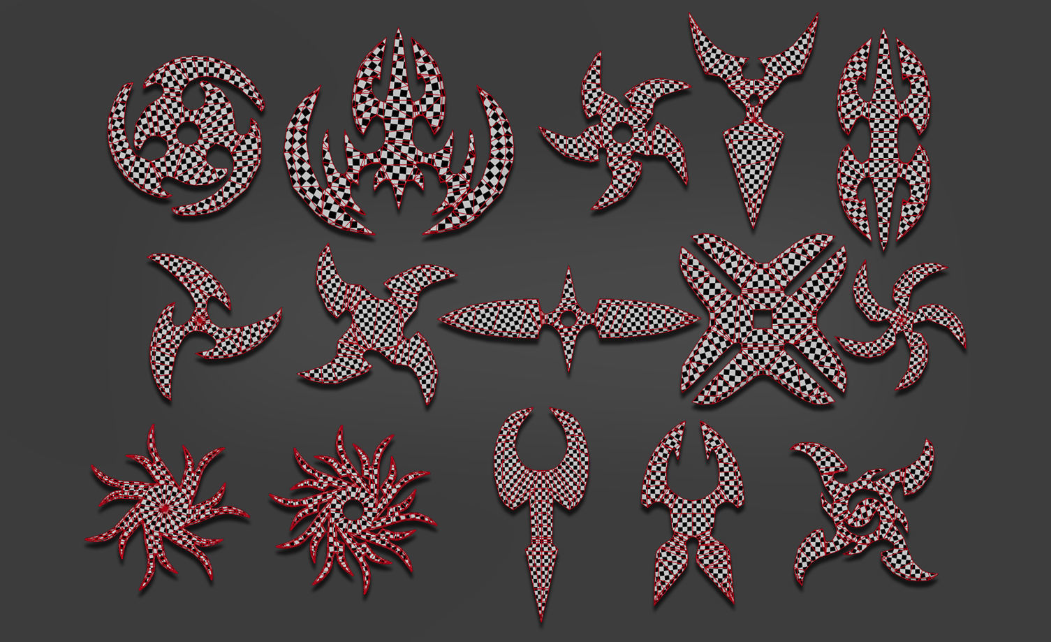 25 Shuriken Model Low and High poly with UV and IMM Brush V 2 Low-poly 3D model_6