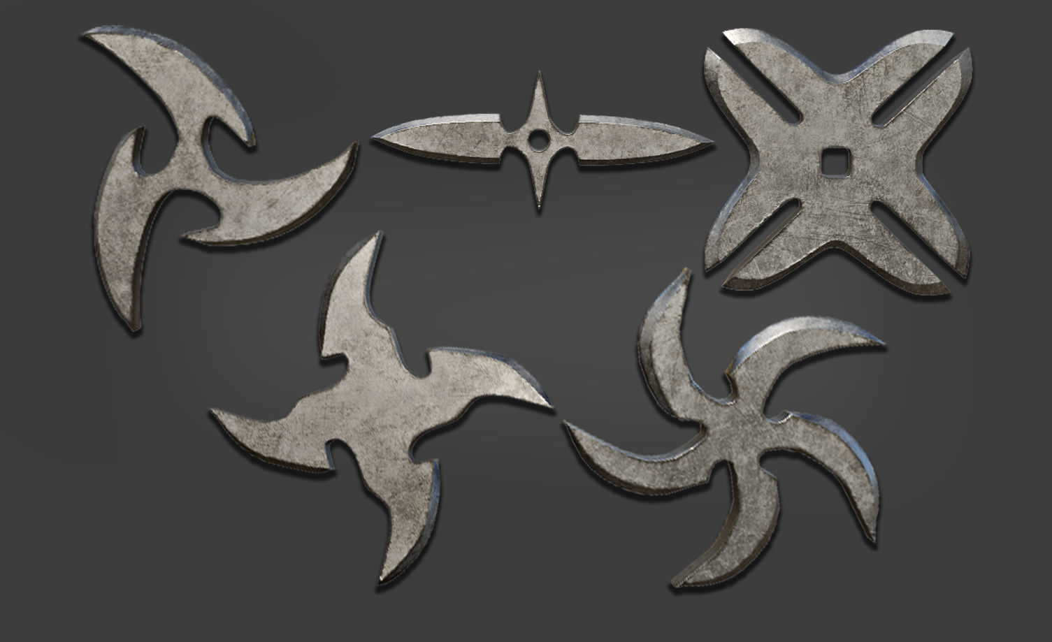 25 Shuriken Model Low and High poly with UV and IMM Brush V 2 Low-poly 3D model_5