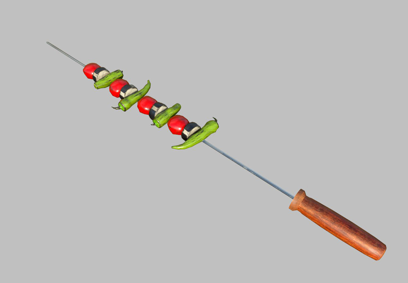 3D Barbeque Meat and Vegetables Low-poly 3D model_11