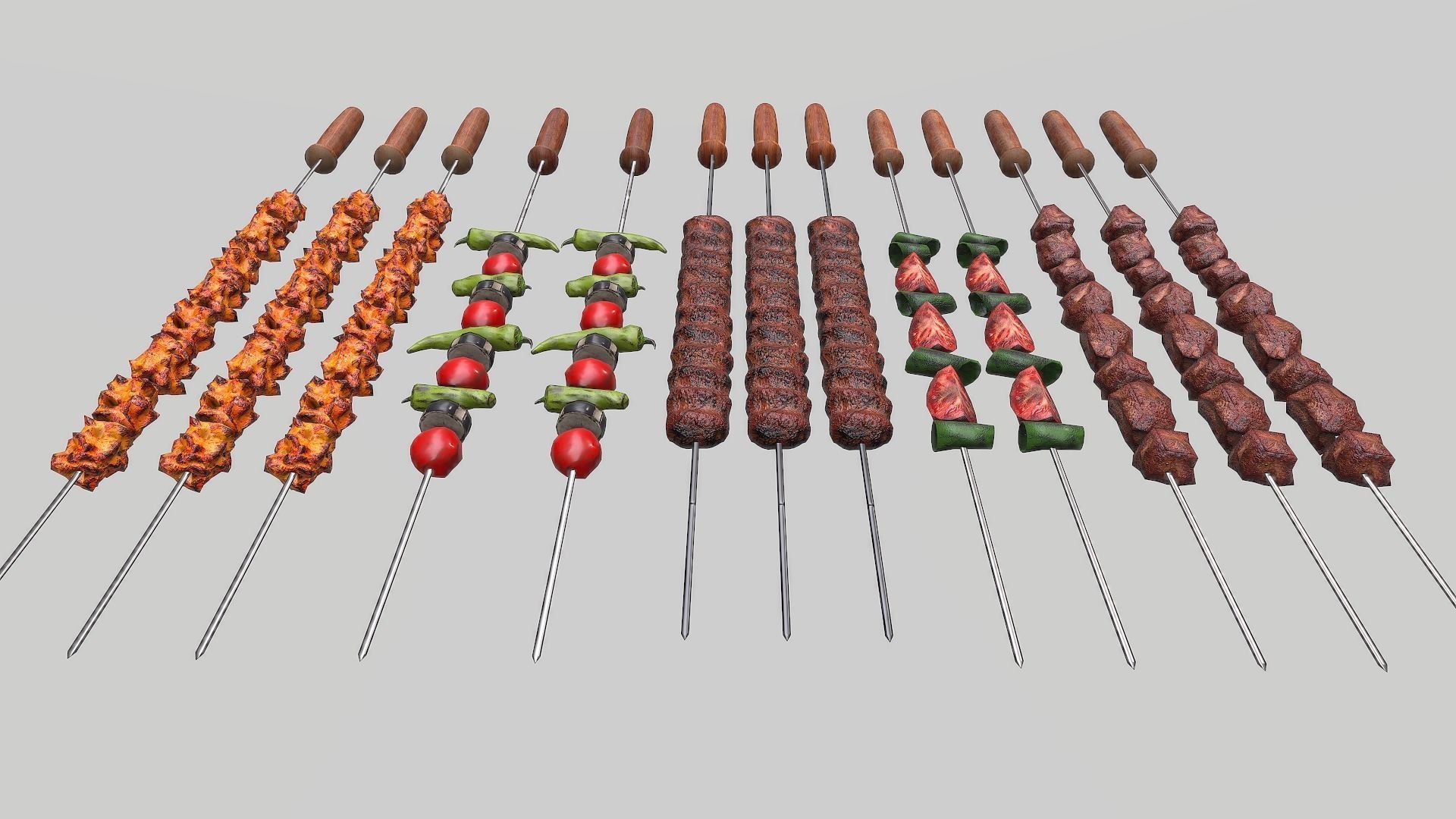 3D Barbeque Meat and Vegetables Low-poly 3D model_17