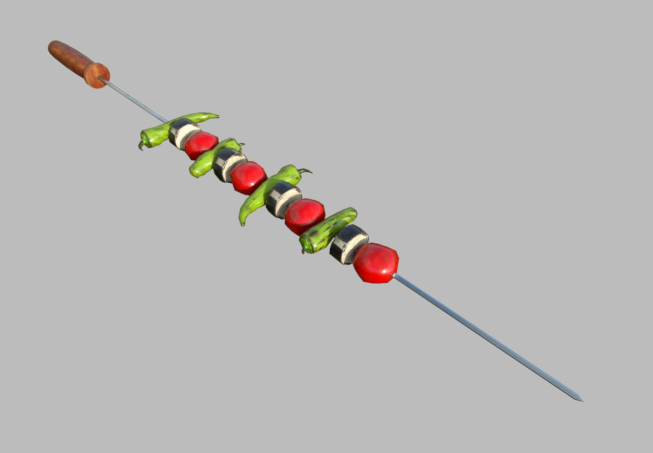 3D Barbeque Meat and Vegetables Low-poly 3D model_12