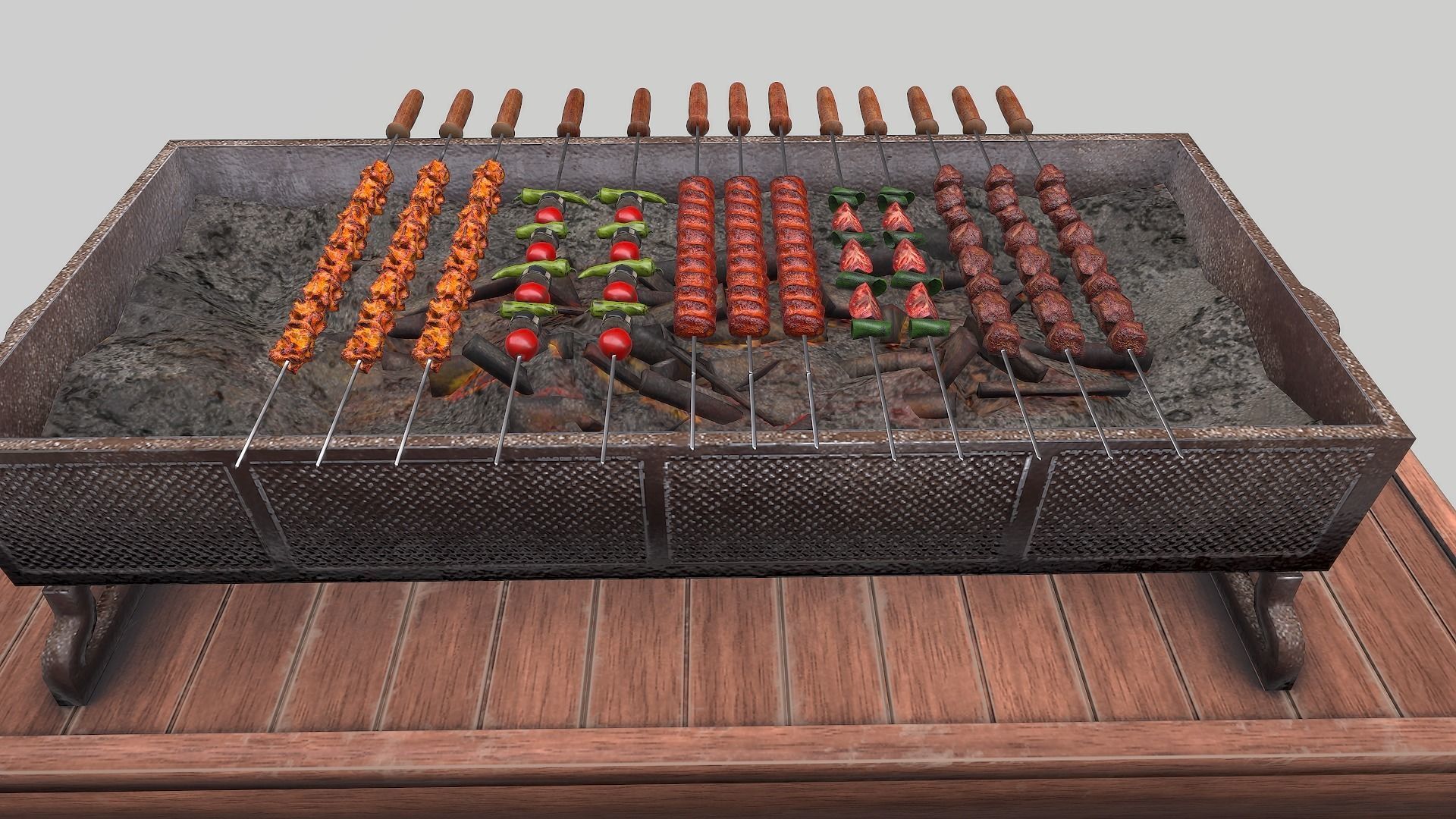3D Barbeque Meat and Vegetables Low-poly 3D model_8