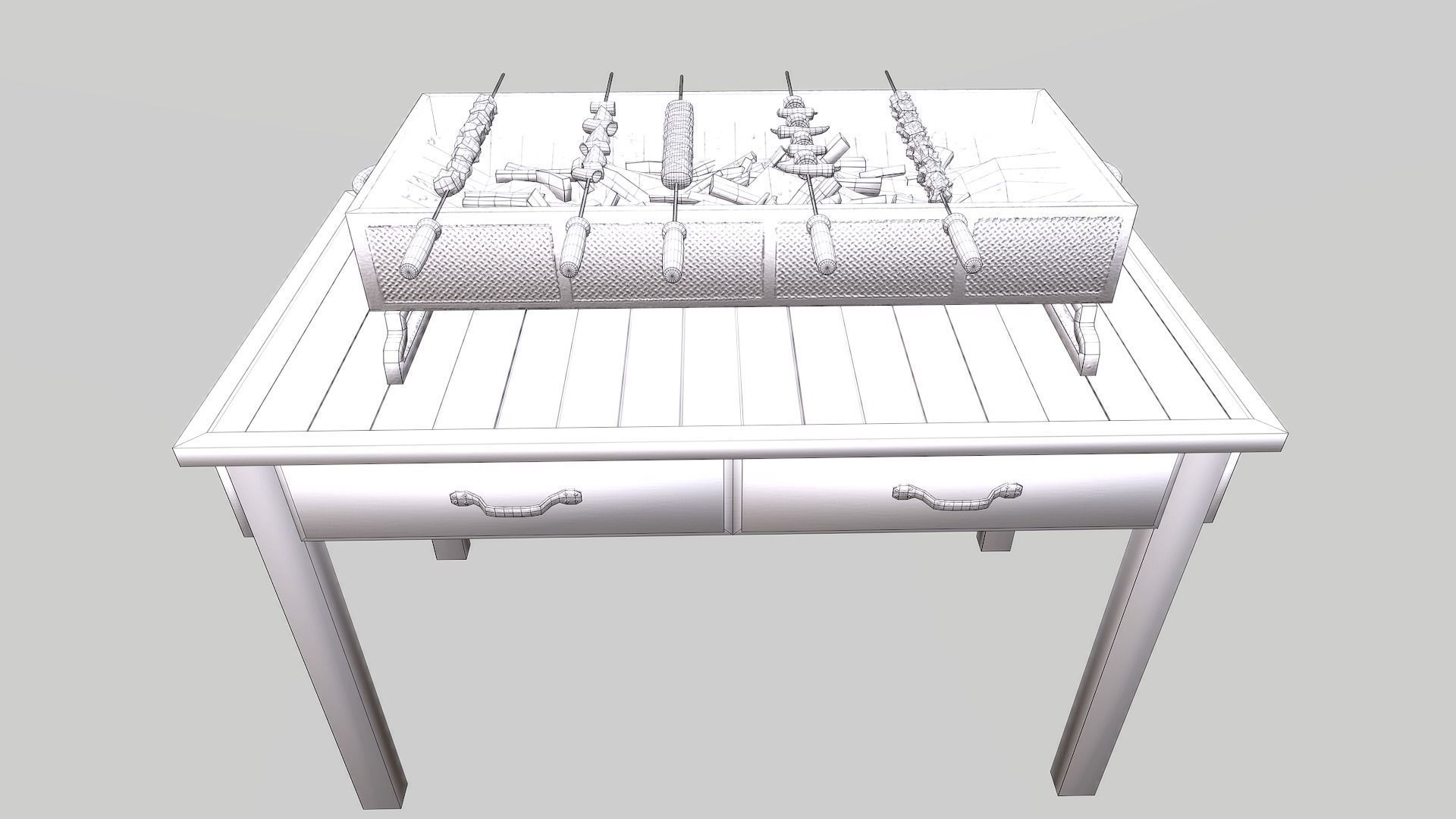 3D Barbeque Meat and Vegetables Low-poly 3D model_18