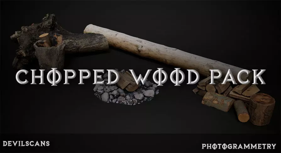 Pack of realistic hi-quality scanned wood props 3D model_0