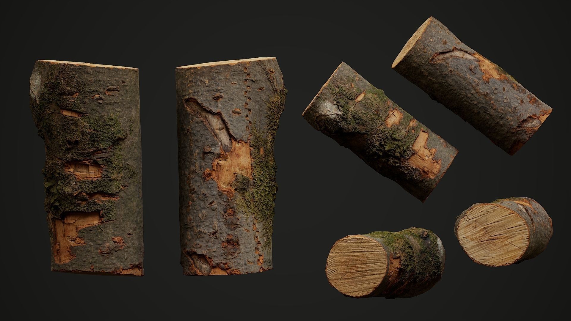 Pack of realistic hi-quality scanned wood props 3D model_9