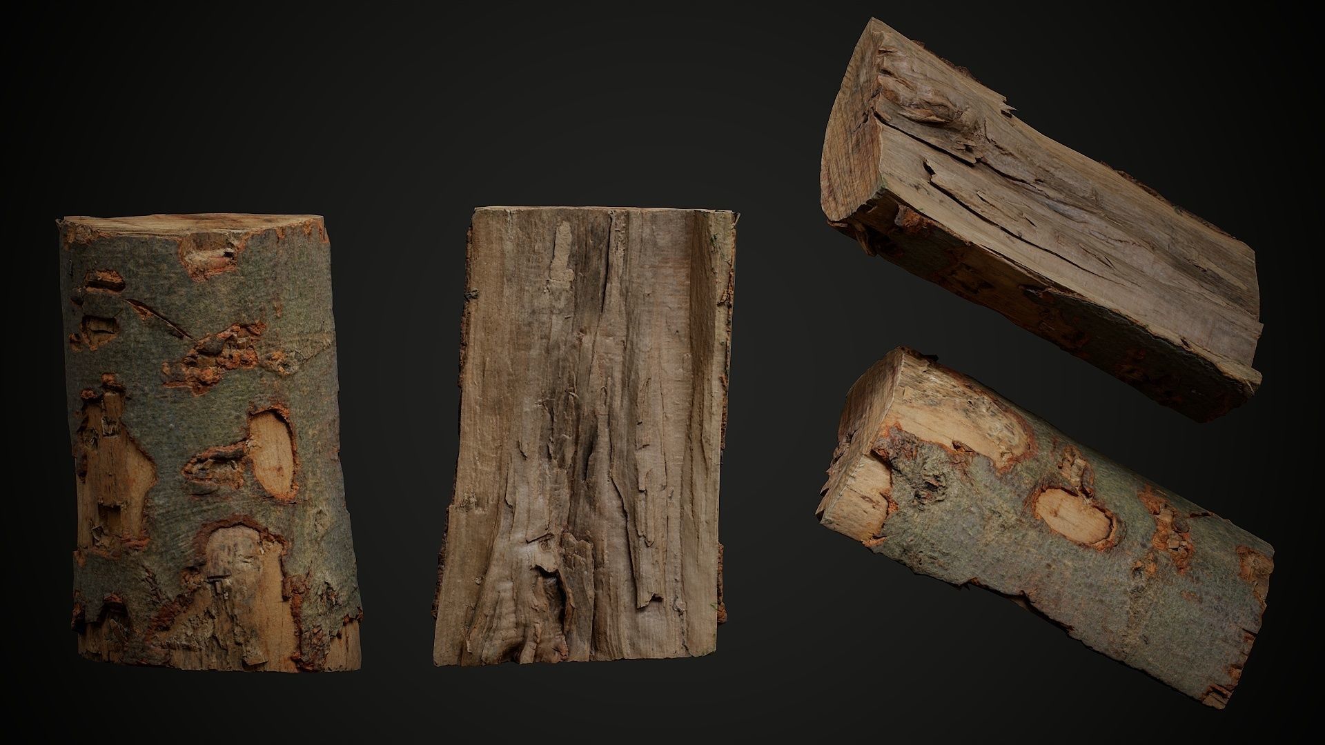 Pack of realistic hi-quality scanned wood props 3D model_1