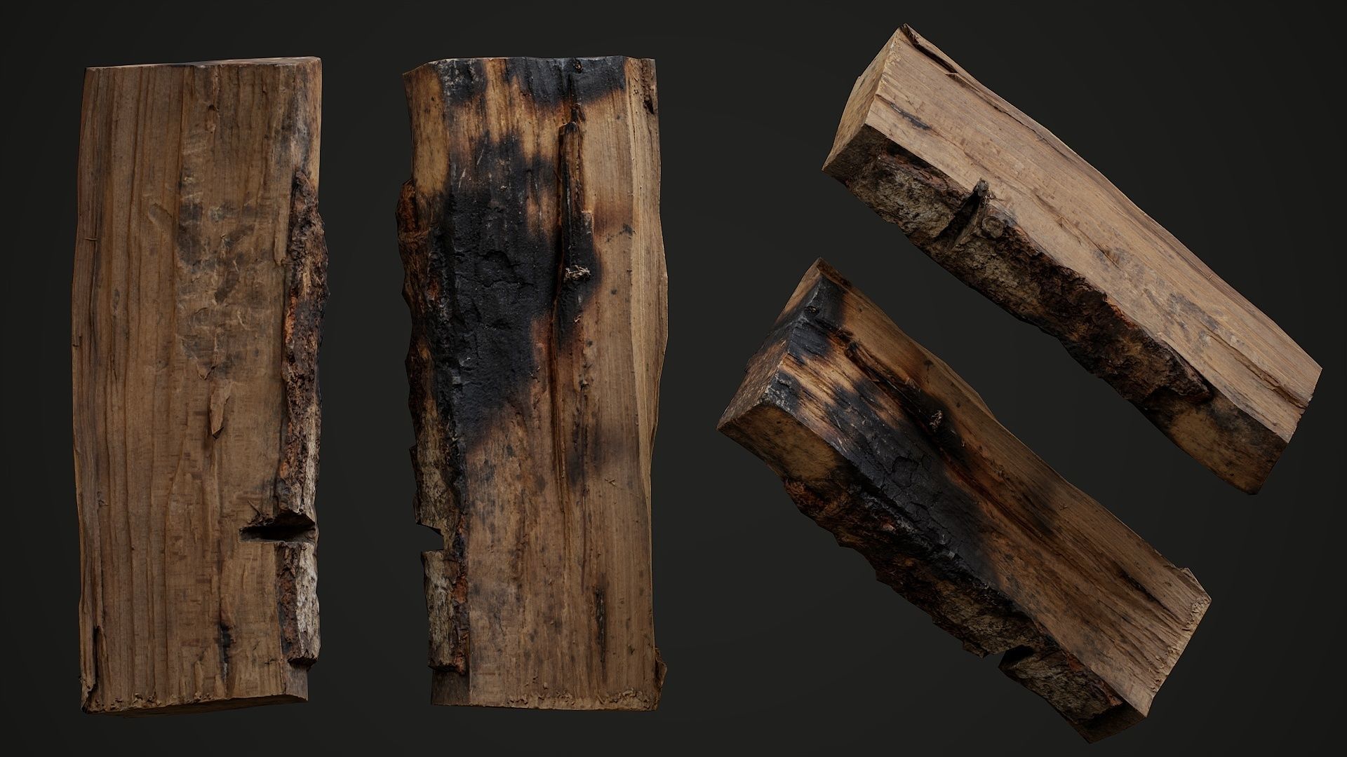 Pack of realistic hi-quality scanned wood props 3D model_3