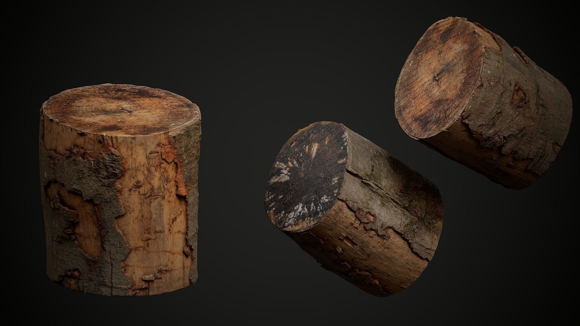 Pack of realistic hi-quality scanned wood props 3D model_2