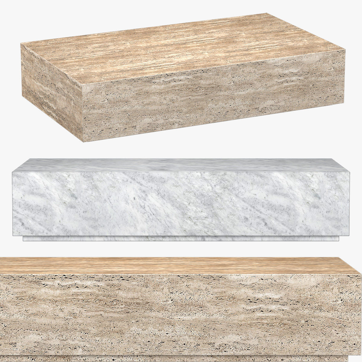 ITALIAN TRAVERTINE PLINTH COFFEE TABLE 3D model_6