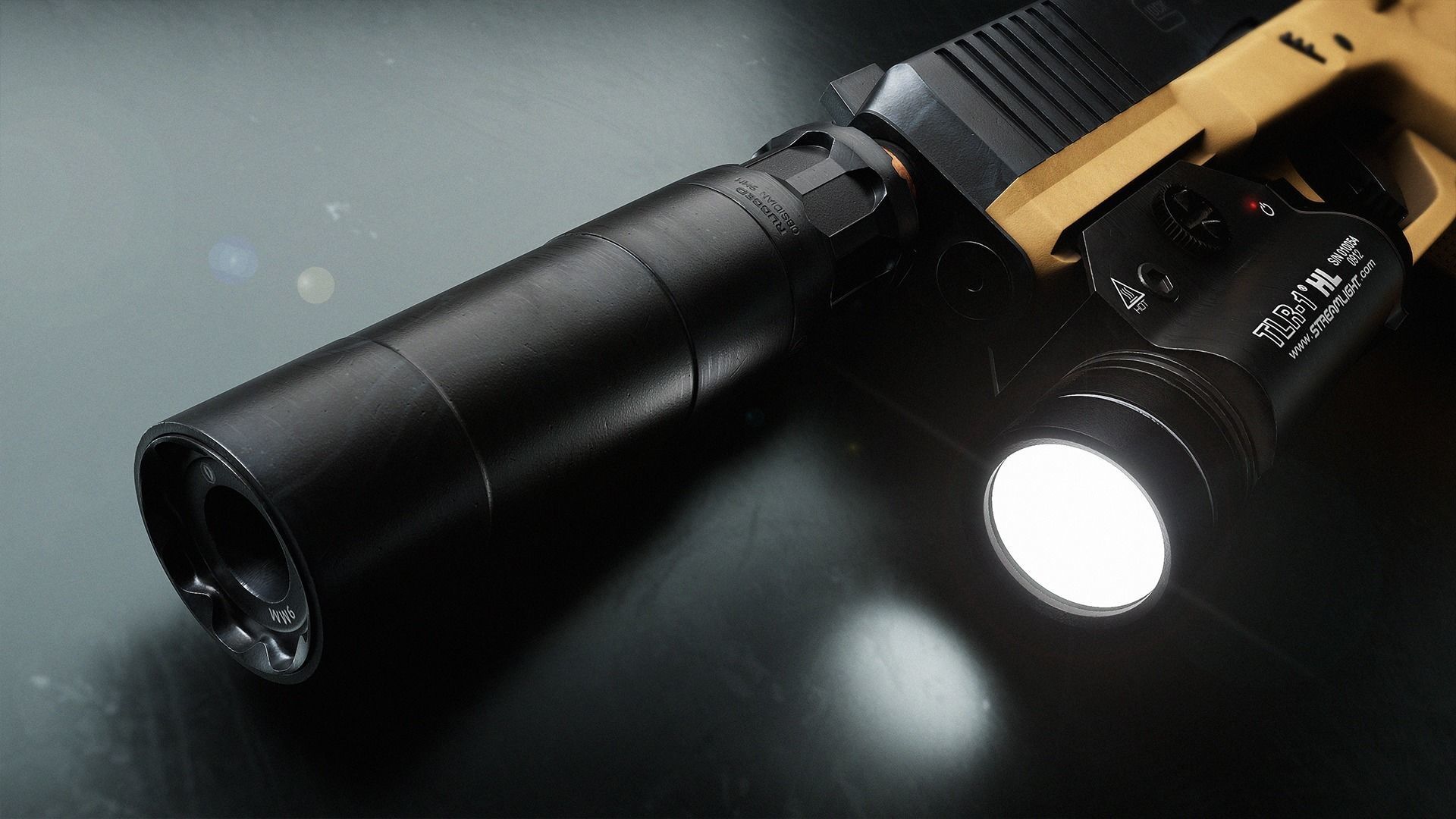 Glock G17 Gen5 FR Coyote with attachments Low-poly 3D model_3