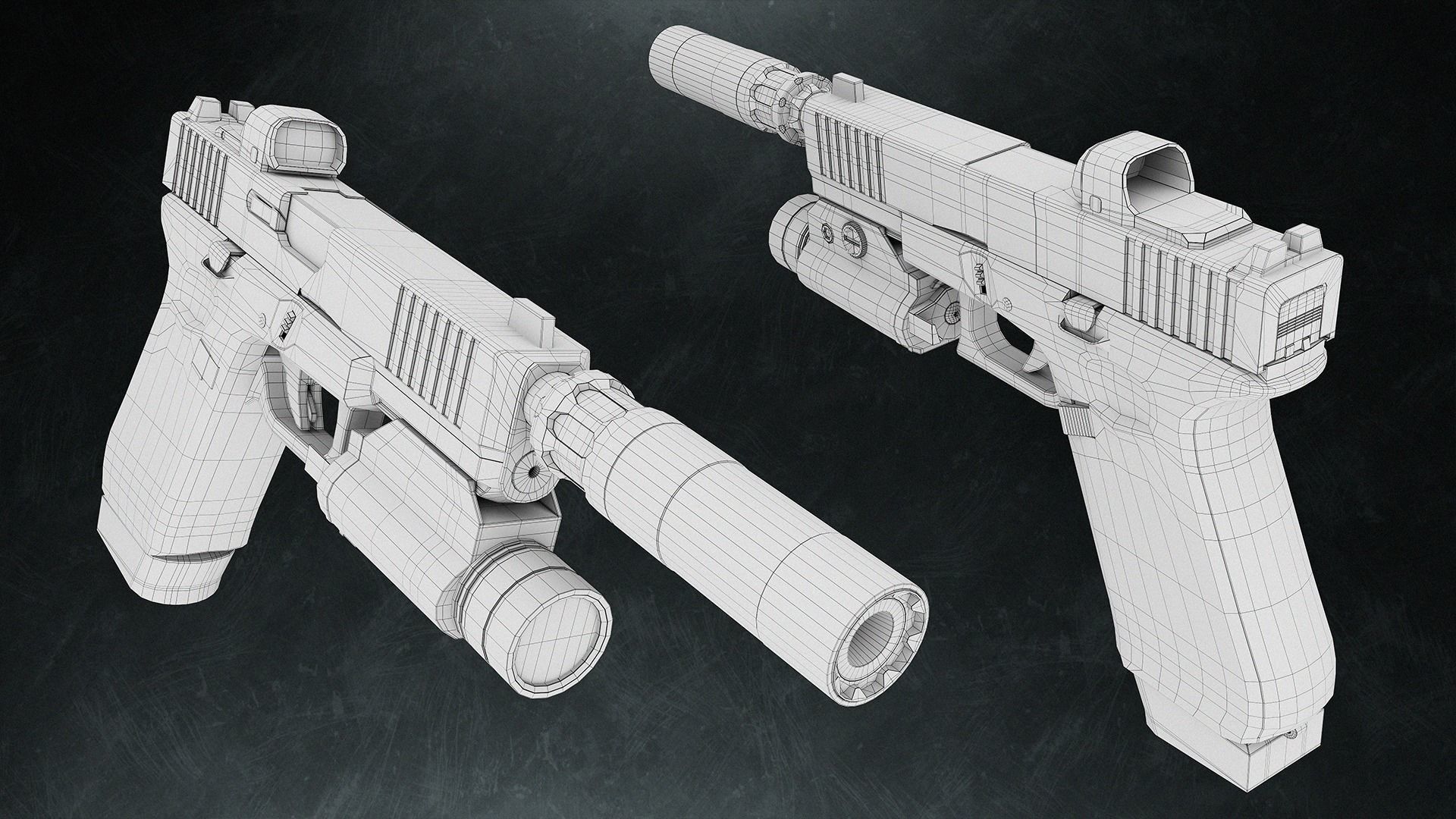 Glock G17 Gen5 FR Coyote with attachments Low-poly 3D model_6